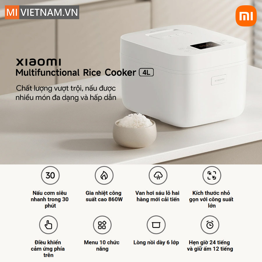 Nồi cơm điện đa năng Xiaomi Multifunctional Rice Cooker 4L - Bản Quốc Tế 2 Nồi cơm điện Xiaomi 4L