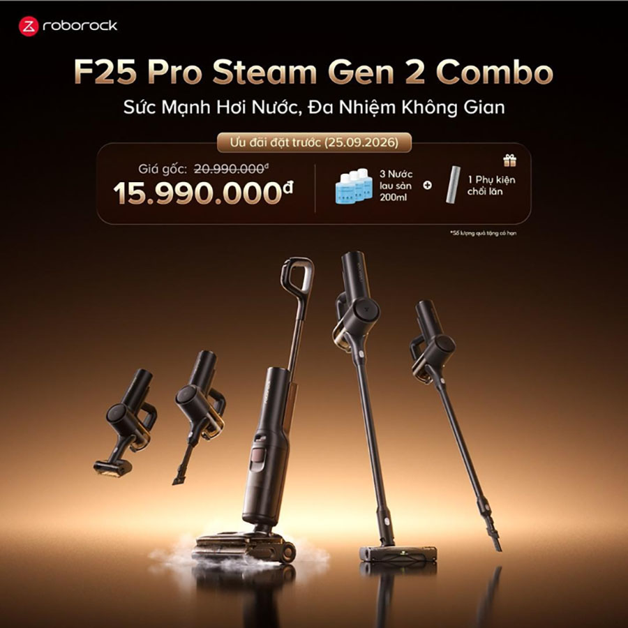 F25 Pro Steam Gen 2 Combo - Máy hút bụi lau sàn 5-in-1 mới từ Roborock