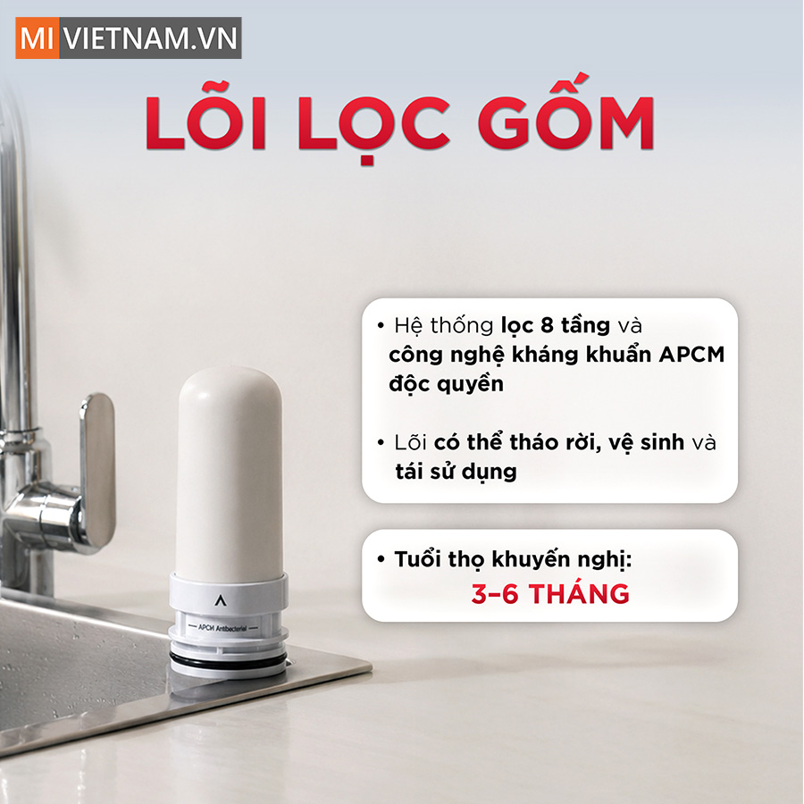 Lõi lọc Anjier CF30 cho đầu lọc nước tại vòi Anjier CF30 3 lõi lọc Anjier CF30