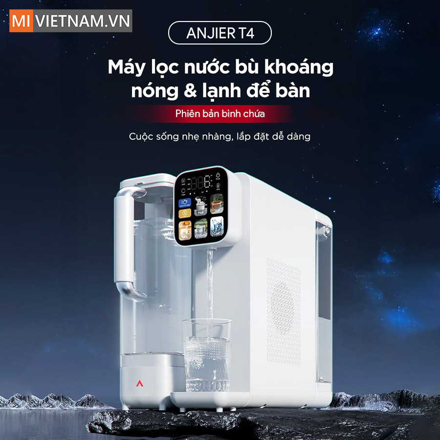 Máy lọc nước bù khoáng nóng lạnh để bàn Anjier T4 - Bản Quốc Tế 2 Anjier T4