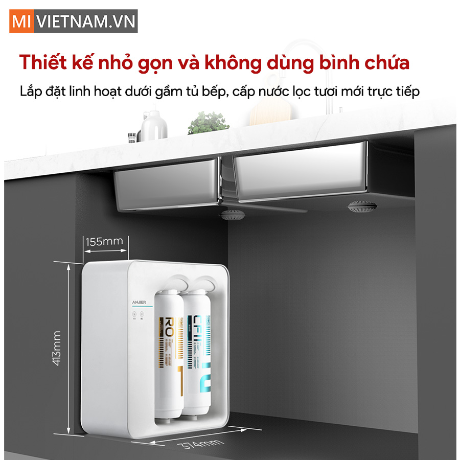 Máy lọc nước âm tủ bếp siêu mỏng Anjier X3 - Bản Quốc Tế 4 Anjier X3