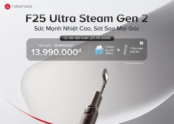 Roborock ra mắt F25 Ultra Steam Gen 2 – Máy hút bụi lau sàn hơi nước 180°C, làm sạch sát mép hiệu quả