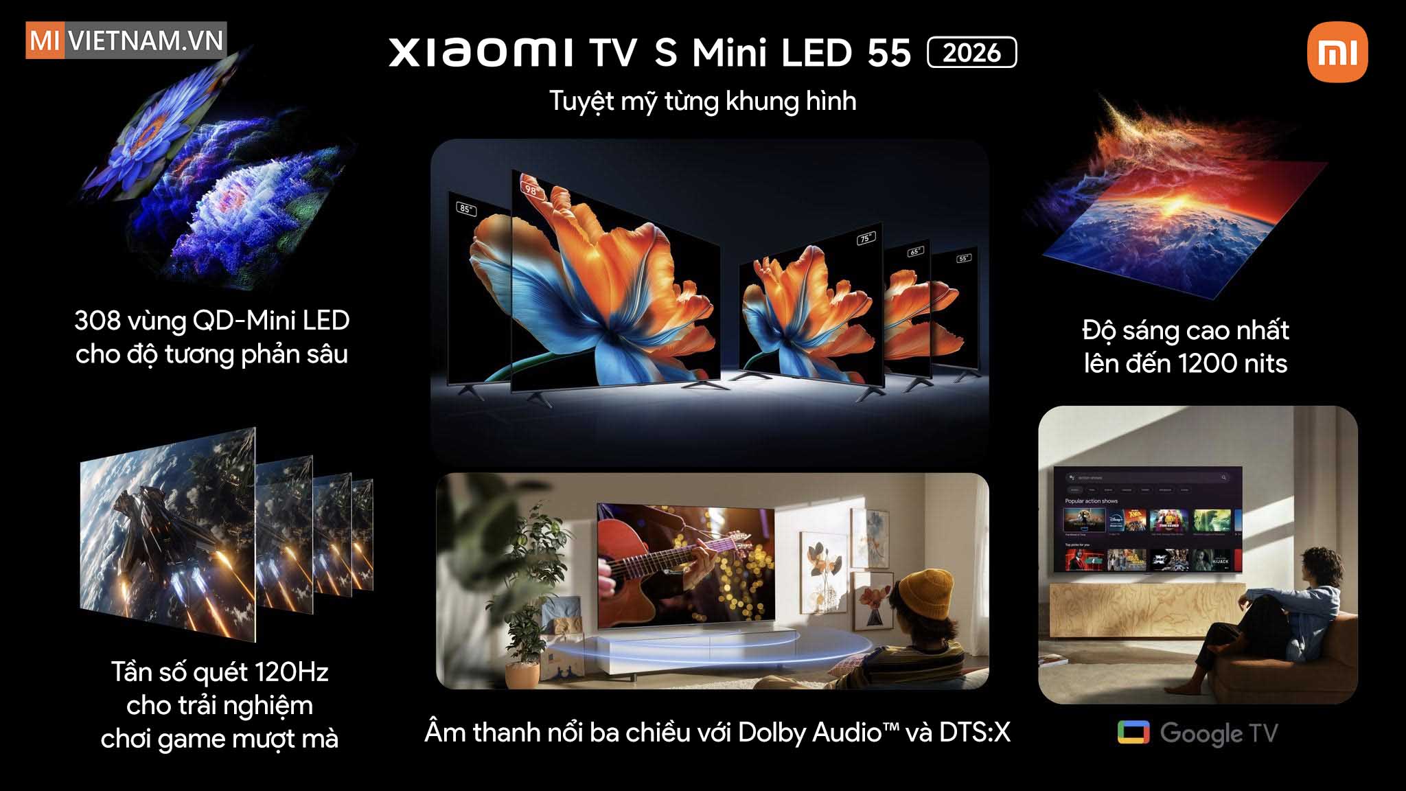 Tivi Xiaomi 55 inch S Mini LED 2026 - Bản Quốc Tế 2 Tivi Xiaomi 55 inch S Mini LED 2026