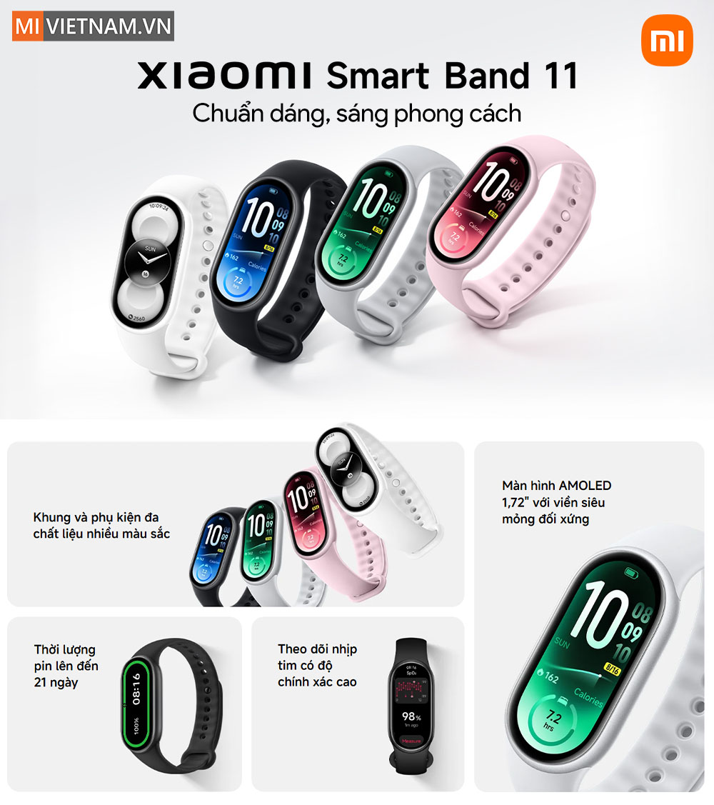 Vòng tay thông minh Xiaomi Smart Band 11 - Bản Quốc Tế 2 Xiaomi Smart Band 11